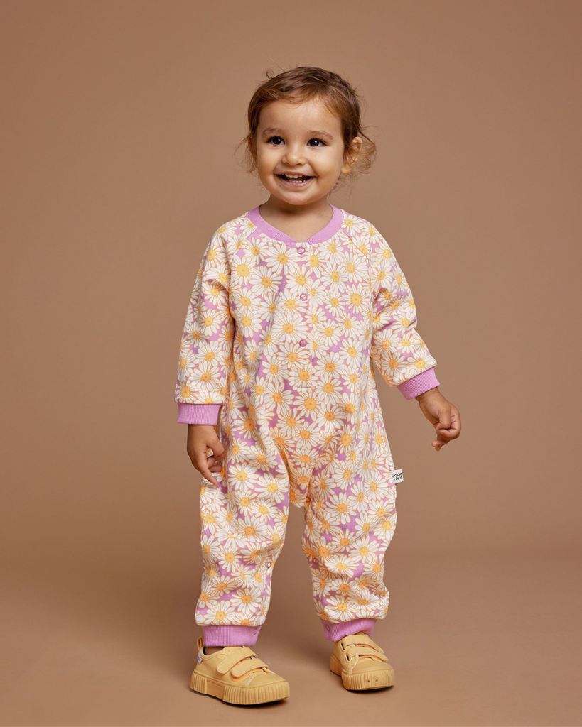 Daisy Meadow Relaxed Terry Romper-Goldie+Ace-0-3M- Tiny Trader - Gold Coast Kids Shop - Gold Coast Baby Shop -
