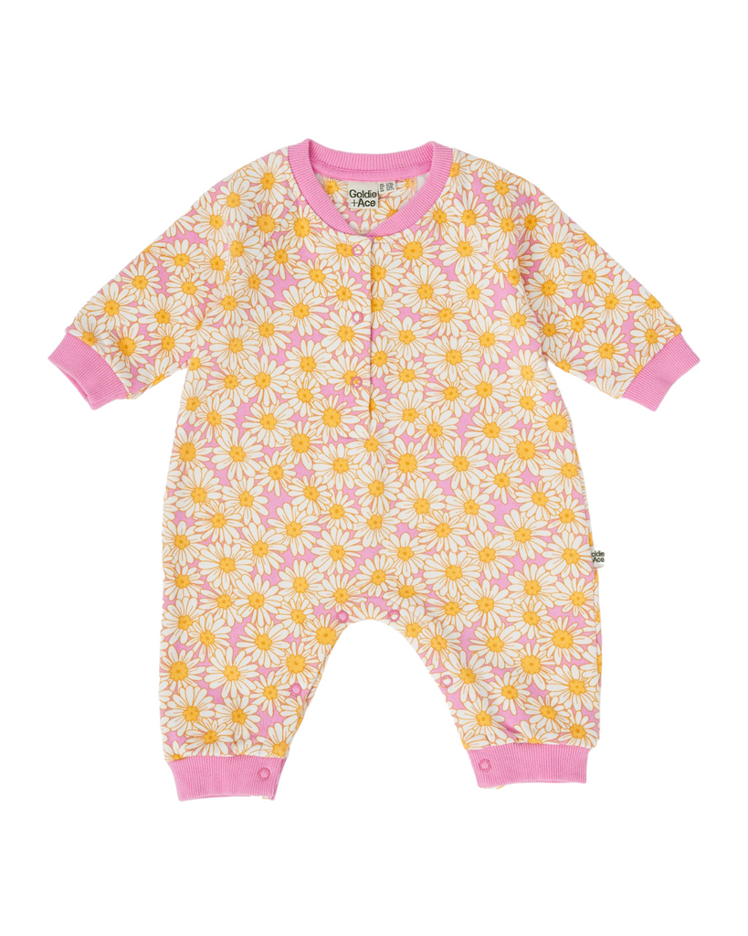 Daisy Meadow Relaxed Terry Romper-Goldie+Ace-0-3M- Tiny Trader - Gold Coast Kids Shop - Gold Coast Baby Shop -