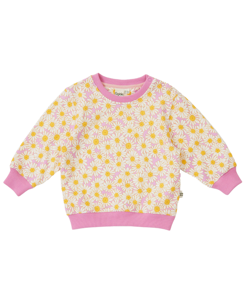 Daisy Meadow Relaxed Terry Sweater-Goldie+Ace-3-6M- Tiny Trader - Gold Coast Kids Shop - Gold Coast Baby Shop -