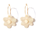 Flower power earrings-Emeldo-White Pearl Glitter with cream- Tiny Trader - Gold Coast Baby Shop