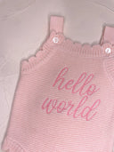 Hello World Scalloped Romper