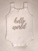 Hello World Scalloped Romper