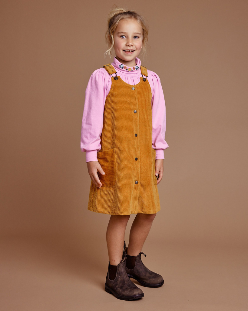 Polly Corduroy Pinafore Dress | Golden-Goldie+Ace-1Y- Tiny Trader - Gold Coast Kids Shop - Gold Coast Baby Shop -