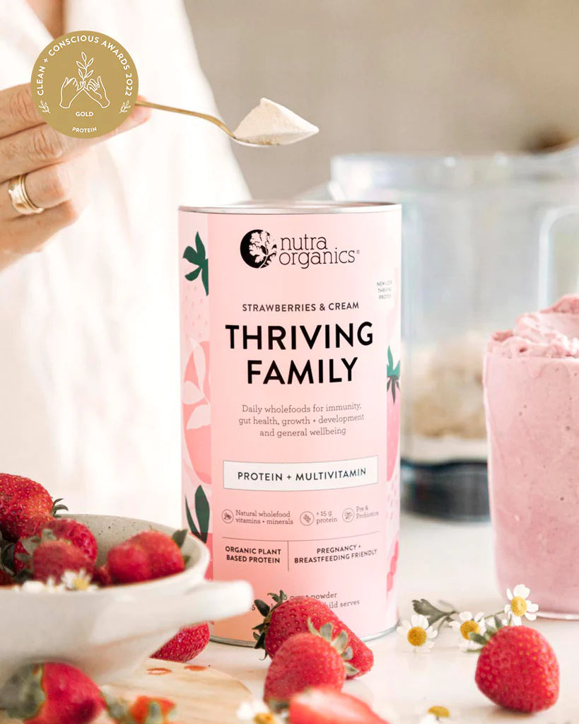 Thriving Family | Strawberries & Cream 450g-Nutra Organics- Tiny Trader - Gold Coast Kids Shop - Gold Coast Baby Shop -