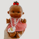 25cm Pepotin Baby - Red Gingham Bun and Bow