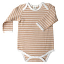 Organic Pique Stripe Baby Bodysuit - Brown & Natural Stripe