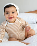 Organic Pique Stripe Baby Bodysuit - Brown & Natural Stripe