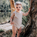 Organic Stripe Jersey Baby Bodysuit - Brown