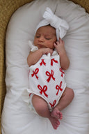 SUMMER BOW FRILL ROMPER | RED BOWS: 6-12M