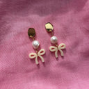 Beauty Bows // Gold and Cream with Pearl-Emeldo- Tiny Trader - Gold Coast Baby Shop