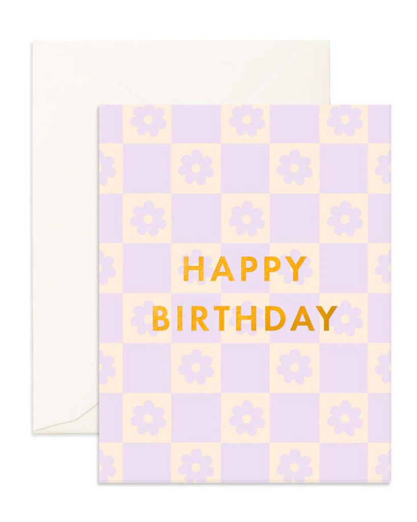 Birthday Lilac Daisy Grid Greeting card-Fox & Fallow- Tiny Trader - Gold Coast Kids Shop - Gold Coast Baby Shop -