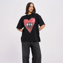Burgundy Hearts Club Oversize Tee | Black Beauty-MAKU THE LABEL-S- Tiny Trader - Gold Coast Baby Shop