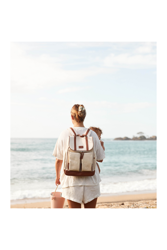 Canvas Nappy Backpack | Canvas/Terracotta-OiOi-Tiny Trader