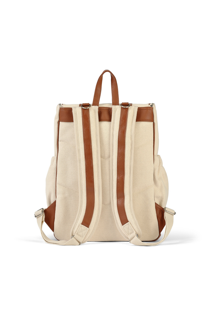 Canvas Nappy Backpack | Canvas/Terracotta-OiOi- Tiny Trader - Gold Coast Kids Shop - Gold Coast Baby Shop -