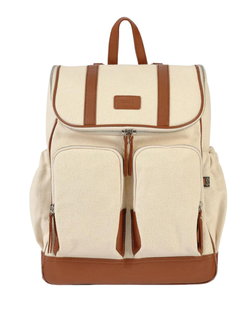 Canvas Nappy Backpack | Canvas/Terracotta-OiOi- Tiny Trader - Gold Coast Kids Shop - Gold Coast Baby Shop -