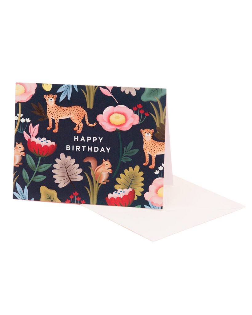 Cheetah Jungle Animals Birthday Card - Navy | Greeting Card-Tiny Trader -Tiny Trader
