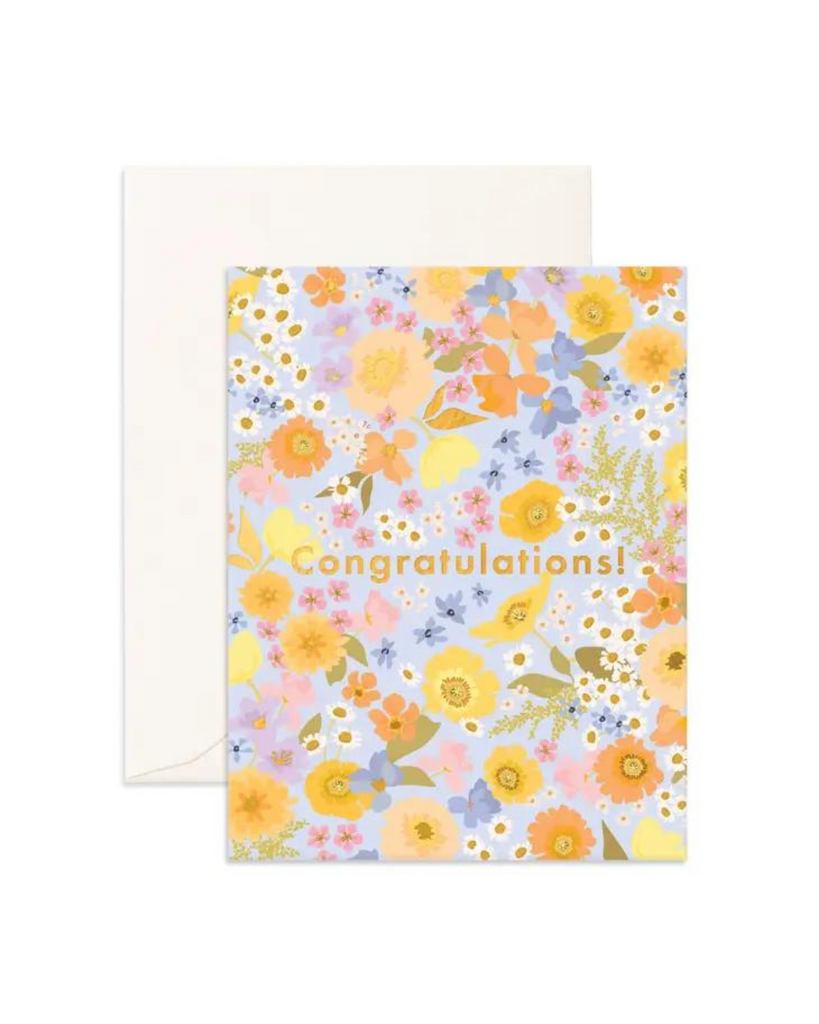 Congratulations Floralscape Greeting Card-Fox & Fallow-Tiny Trader