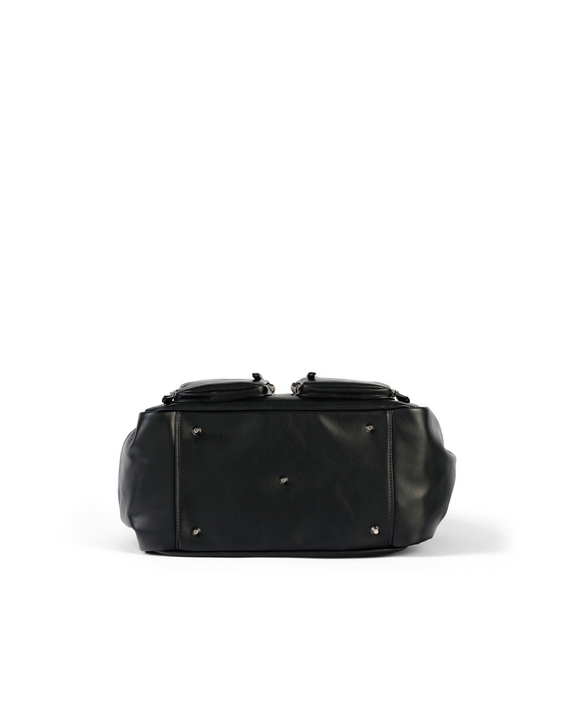 Faux Leather Carry All Nappy Bag | Black-OiOi-Tiny Trader