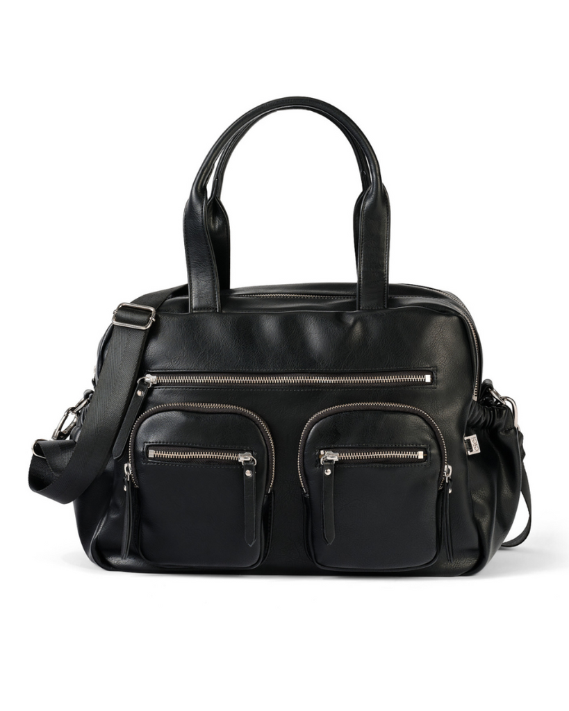 Faux Leather Carry All Nappy Bag | Black-OiOi- Tiny Trader - Gold Coast Kids Shop - Gold Coast Baby Shop -