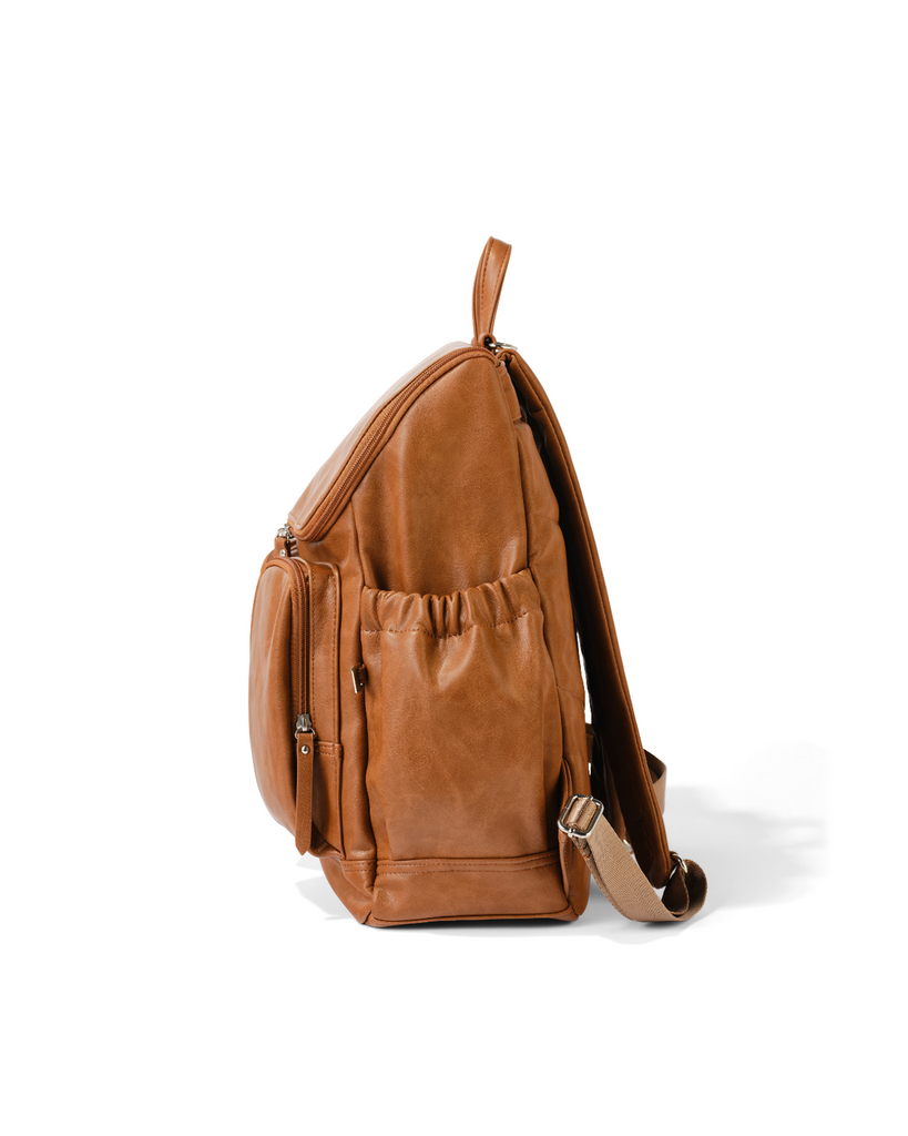 Faux Leather Nappy Backpack | Tan-OiOi-Tiny Trader