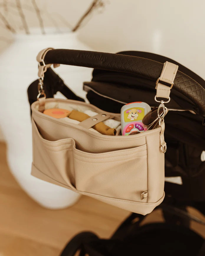 Faux Leather Stroller Organiser/Pram Caddy | Oat-OiOi- Tiny Trader - Gold Coast Kids Shop - Gold Coast Baby Shop -