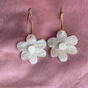 Flower power earrings-Emeldo-frosted pink with neon red- Tiny Trader - Gold Coast Baby Shop