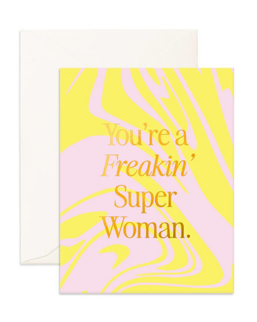 Freakin' Superwoman Acid Wash Greeting Card-Fox & Fallow- Tiny Trader - Gold Coast Kids Shop - Gold Coast Baby Shop -