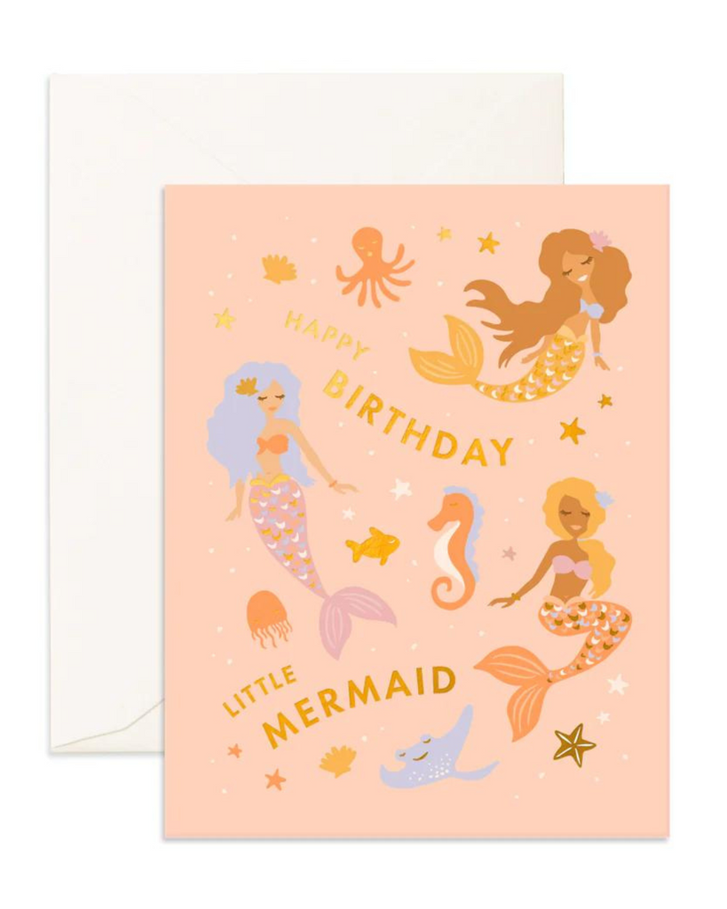 Happy Birthday Little Mermaid Greeting Card-Fox & Fallow- Tiny Trader - Gold Coast Kids Shop - Gold Coast Baby Shop -