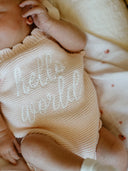 Hello World Scalloped Romper