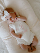 Hello World Scalloped Romper