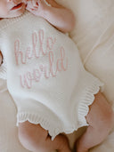 Hello World Scalloped Romper