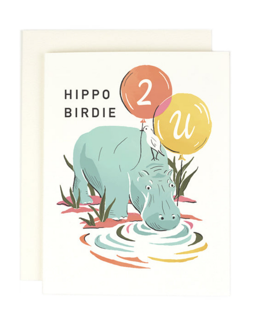 Hippo Birdie 2 u | greeting card-Tiny Trader -Tiny Trader