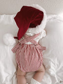 Candy Stripe Cross Back Romper - Red