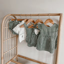 Candy Stripe Cross Back Romper - Green