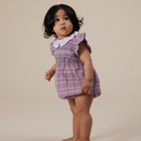 Lani Smocked Romper | Mauve Check-Goldie+Ace-0-3M- Tiny Trader - Gold Coast Baby Shop