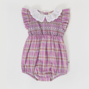 Lani Smocked Romper | Mauve Check-Goldie+Ace-0-3M- Tiny Trader - Gold Coast Baby Shop