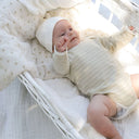 Organic Pique Stripe Baby Bodysuit - Sage