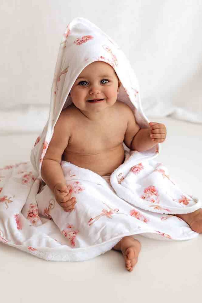 Organic Hooded Baby Towel | Ballerina-Snuggle Hunny Kids-Tiny Trader