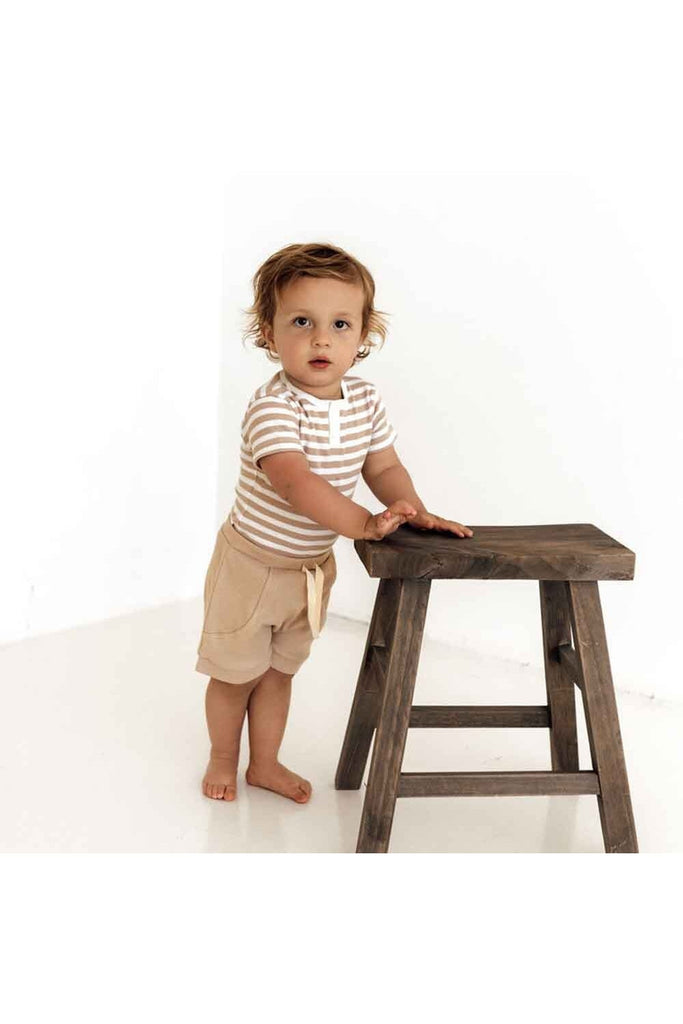 Pebble Stripe Short Sleeve Bodysuit-Snuggle Hunny Kids-Tiny Trader