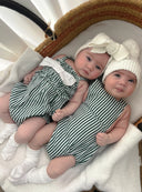 Candy Stripe Cross Back Romper - Green