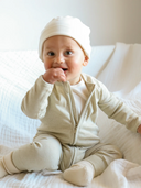Organic Unbleached Baby Zip Romper - Natural White