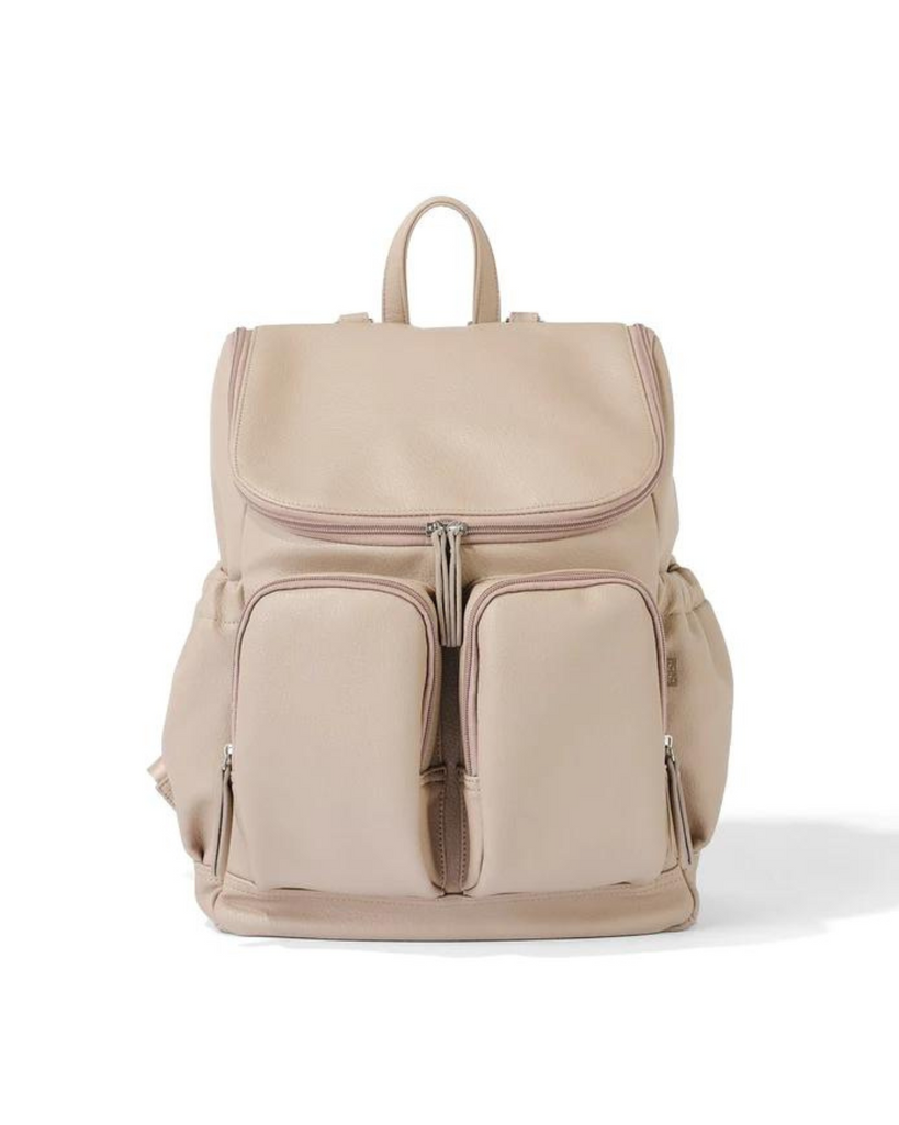 Signature Nappy Backpack - Oat Dimple Faux Leather-OiOi- Tiny Trader - Gold Coast Kids Shop - Gold Coast Baby Shop -