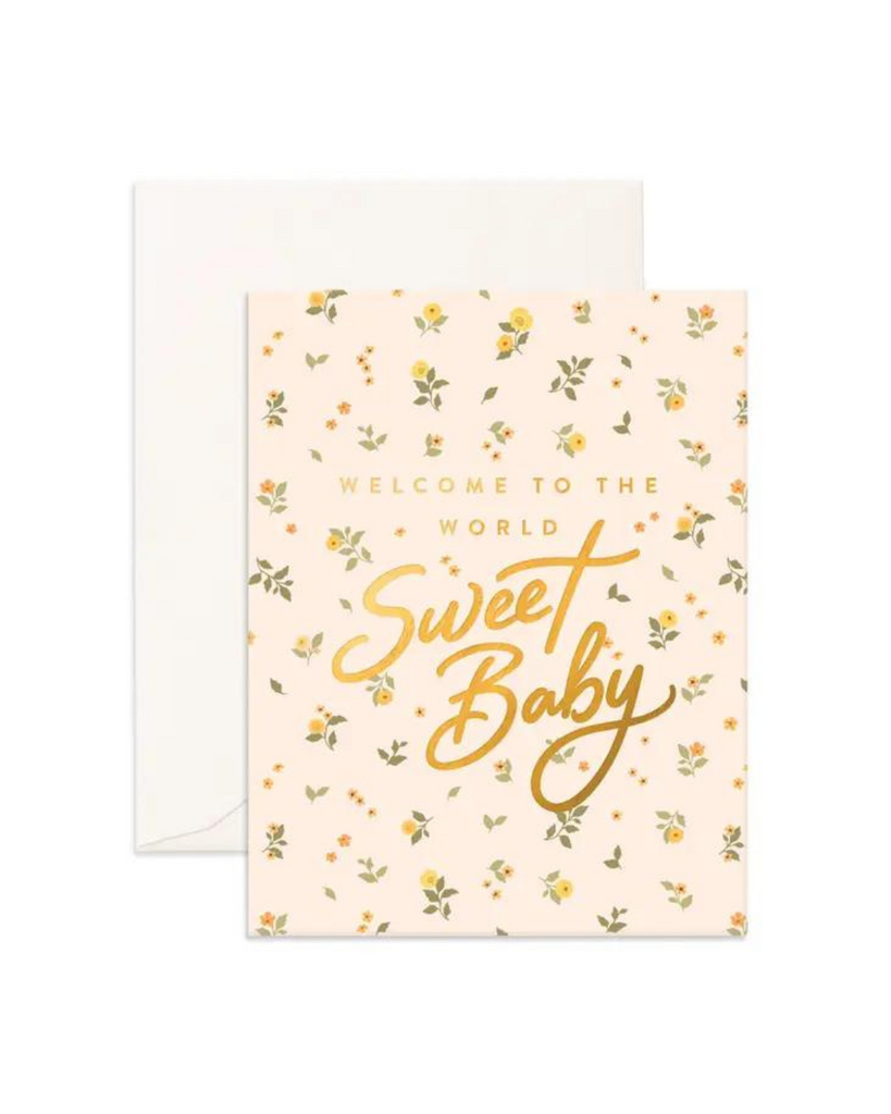 Welcome Sweet Baby Broderie Greeting Card-Fox & Fallow- Tiny Trader - Gold Coast Kids Shop - Gold Coast Baby Shop -