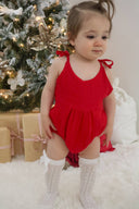 MUSLIN SUMMER ROMPER | RED: 3-6M