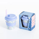 Blue Floral Cup 4oz - WITH STRAW