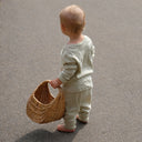 Organic Ribbed Baby Pants - Natural White